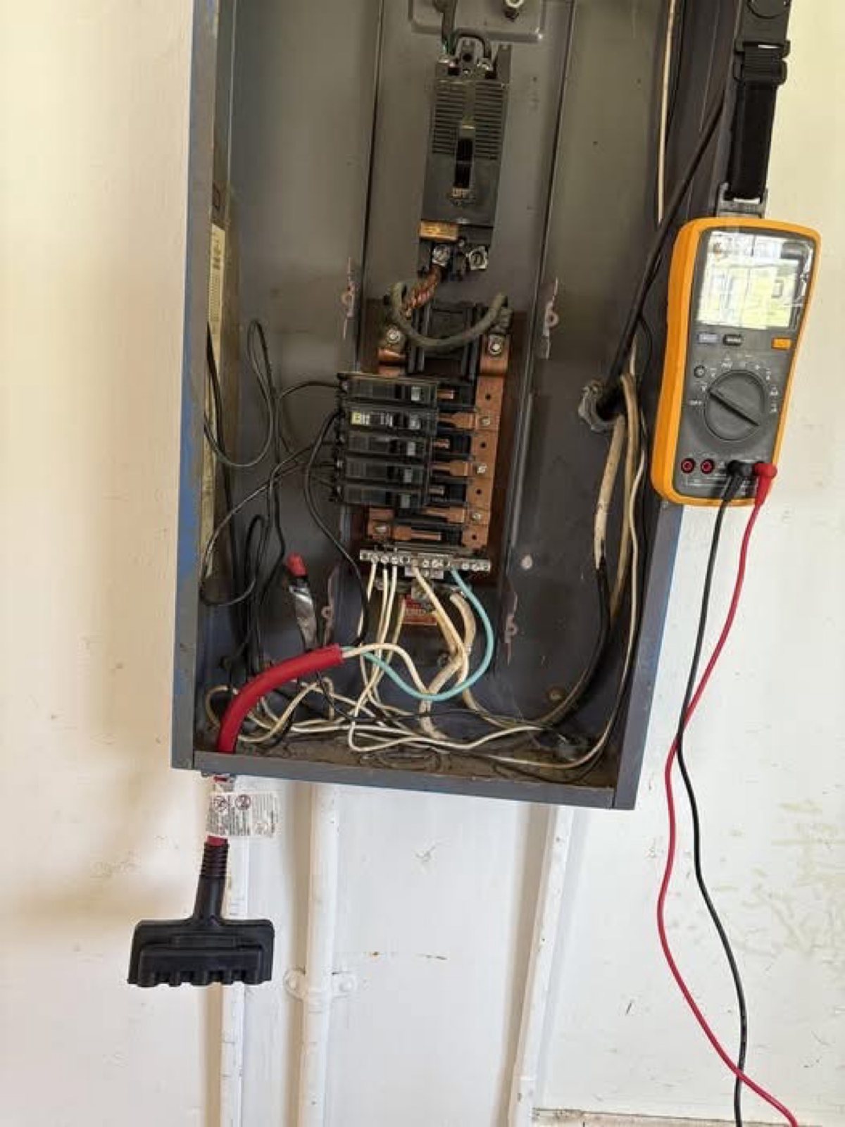 Testing an open panel with a meter